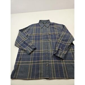 Lauren Ralph Lauren Shirt Mens Large Blue Plaid Wool Button Front Pockets